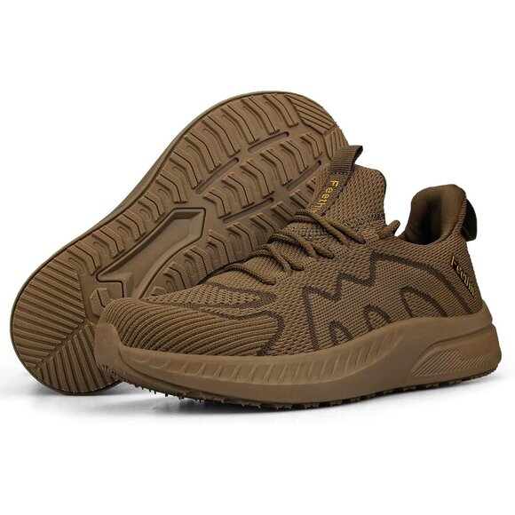 Feethit Women Khaki Lightweight Wide Mesh Workout Sneakers For Tennis Gym Travel - Picture 4 of 5